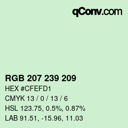 Color code: RGB 207 239 209 | qconv.com