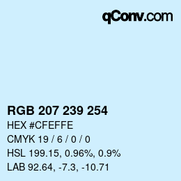 カラーコード: RGB 207 239 254 | qconv.com