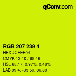 カラーコード: RGB 207 239 4 | qconv.com