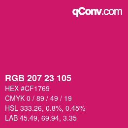 カラーコード: RGB 207 23 105 | qconv.com