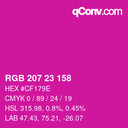 Color code: RGB 207 23 158 | qconv.com