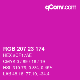 Color code: RGB 207 23 174 | qconv.com