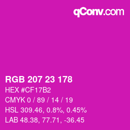 Color code: RGB 207 23 178 | qconv.com