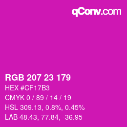 Color code: RGB 207 23 179 | qconv.com