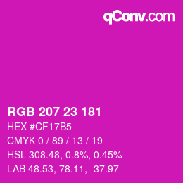 Color code: RGB 207 23 181 | qconv.com