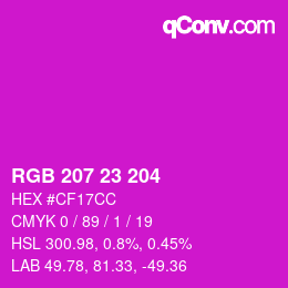 颜色代码: RGB 207 23 204 | qconv.com