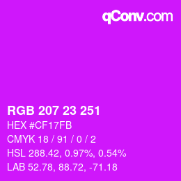 Color code: RGB 207 23 251 | qconv.com