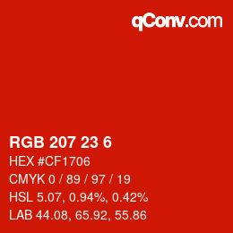 Color code: RGB 207 23 6 | qconv.com