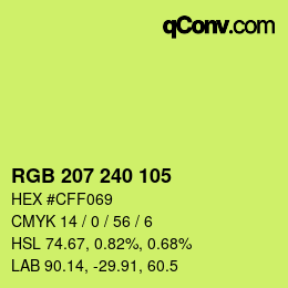 Color code: RGB 207 240 105 | qconv.com