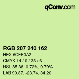 Color code: RGB 207 240 162 | qconv.com