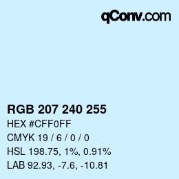 Color code: RGB 207 240 255 | qconv.com