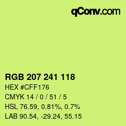 Color code: RGB 207 241 118 | qconv.com