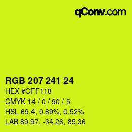 Color code: RGB 207 241 24 | qconv.com