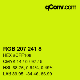 カラーコード: RGB 207 241 8 | qconv.com