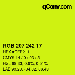 カラーコード: RGB 207 242 17 | qconv.com