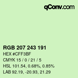 Color code: RGB 207 243 191 | qconv.com