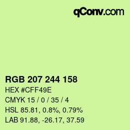 Color code: RGB 207 244 158 | qconv.com