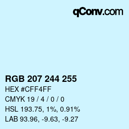 Color code: RGB 207 244 255 | qconv.com