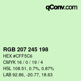 カラーコード: RGB 207 245 198 | qconv.com