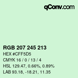 Color code: RGB 207 245 213 | qconv.com
