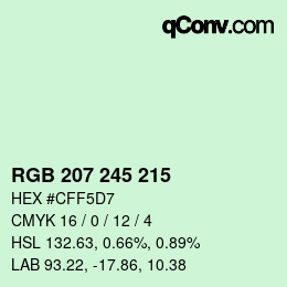 カラーコード: RGB 207 245 215 | qconv.com