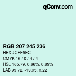 Color code: RGB 207 245 236 | qconv.com