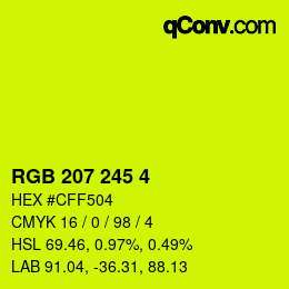 カラーコード: RGB 207 245 4 | qconv.com