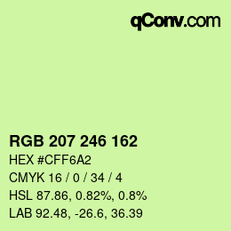 Color code: RGB 207 246 162 | qconv.com