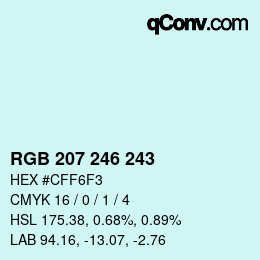 Color code: RGB 207 246 243 | qconv.com