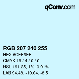 Color code: RGB 207 246 255 | qconv.com