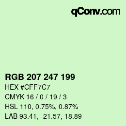 Código de color: RGB 207 247 199 | qconv.com