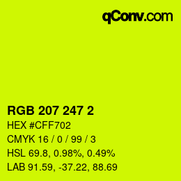 Color code: RGB 207 247 2 | qconv.com