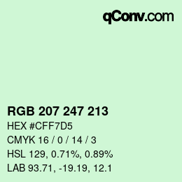 カラーコード: RGB 207 247 213 | qconv.com
