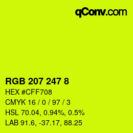 カラーコード: RGB 207 247 8 | qconv.com