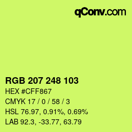 Color code: RGB 207 248 103 | qconv.com
