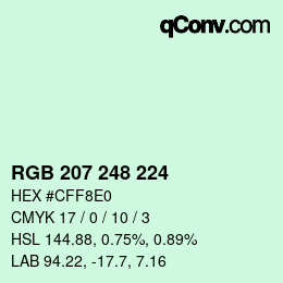 Color code: RGB 207 248 224 | qconv.com