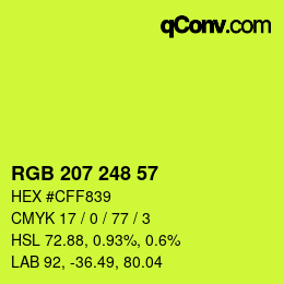 Color code: RGB 207 248 57 | qconv.com