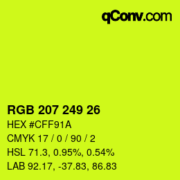 Color code: RGB 207 249 26 | qconv.com