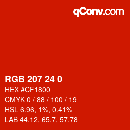 Color code: RGB 207 24 0 | qconv.com