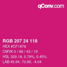 颜色代码: RGB 207 24 118 | qconv.com