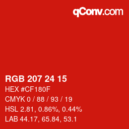 Color code: RGB 207 24 15 | qconv.com