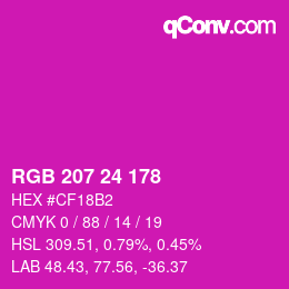 颜色代码: RGB 207 24 178 | qconv.com