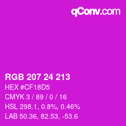 カラーコード: RGB 207 24 213 | qconv.com