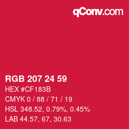 颜色代码: RGB 207 24 59 | qconv.com