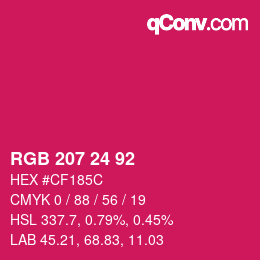 颜色代码: RGB 207 24 92 | qconv.com