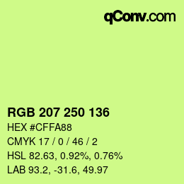 Código de color: RGB 207 250 136 | qconv.com