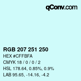 Color code: RGB 207 251 250 | qconv.com