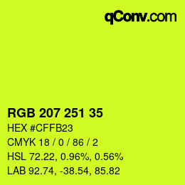 颜色代码: RGB 207 251 35 | qconv.com