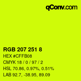 Color code: RGB 207 251 8 | qconv.com