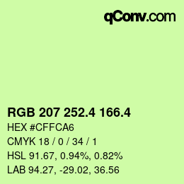 カラーコード: RGB 207 252.4 166.4 | qconv.com
